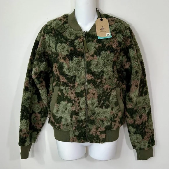 Prana Green and Brown Bomber Jacket - Picture 1 of 8